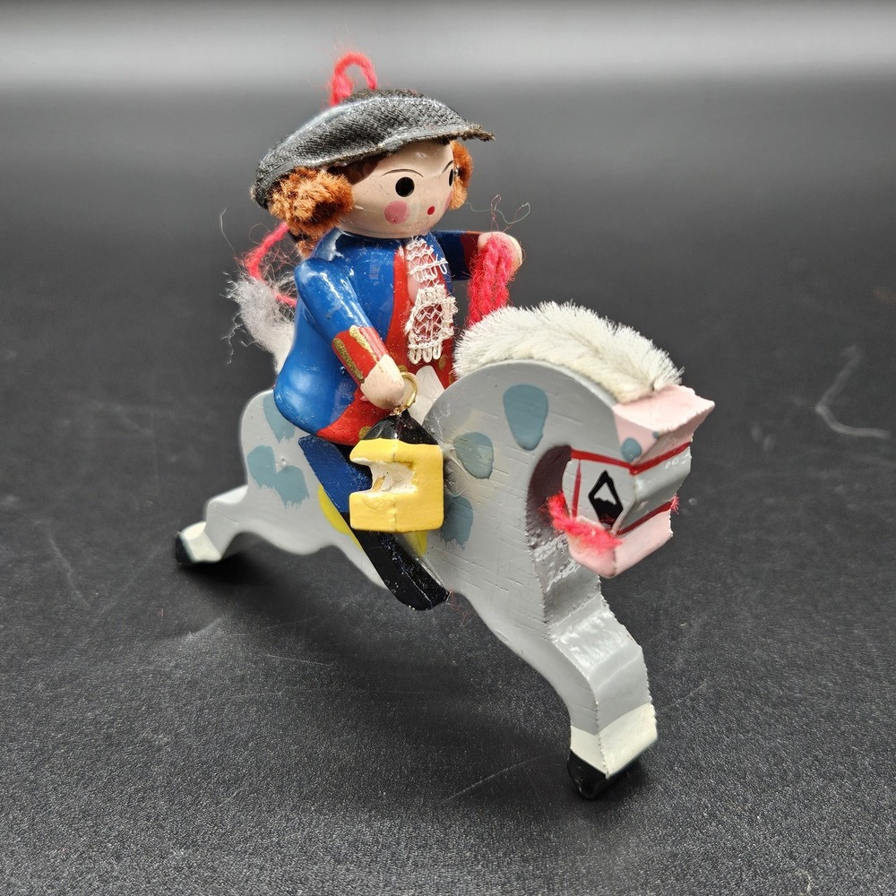 Vintage Paul Revere Wooden Kurt Adler Ornament 1980 Painted Patriotic Revolution
